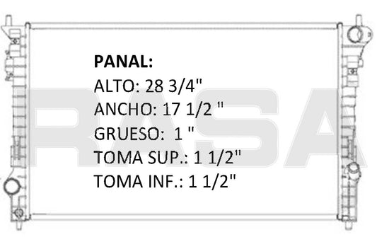 35997 AU RADIADOR ALUMINIO PLASTICO EDGE V6 3.5 07-10 TRANS:AUTOMATICA RASA